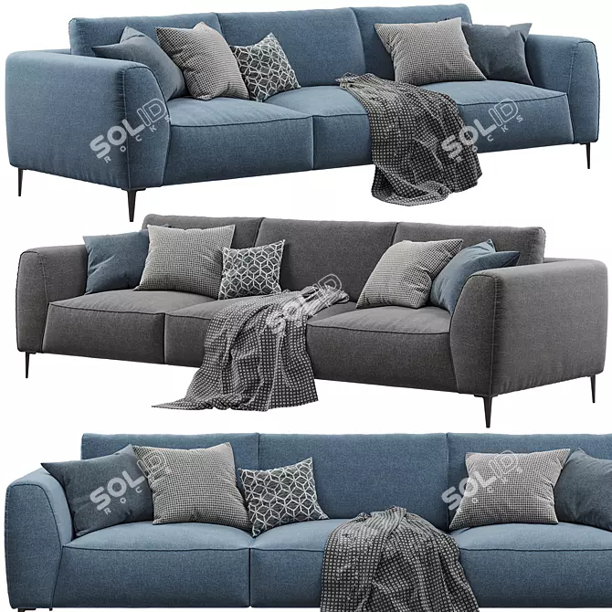Luxury Comfort: Chateau dAx Dudy 3-Seat Fabric Sofa 3D model image 1