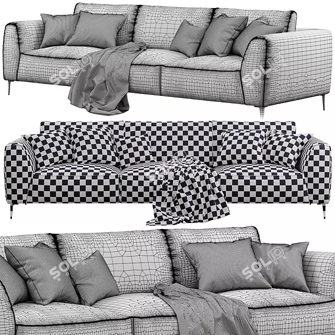 Luxury Comfort: Chateau dAx Dudy 3-Seat Fabric Sofa 3D model image 5