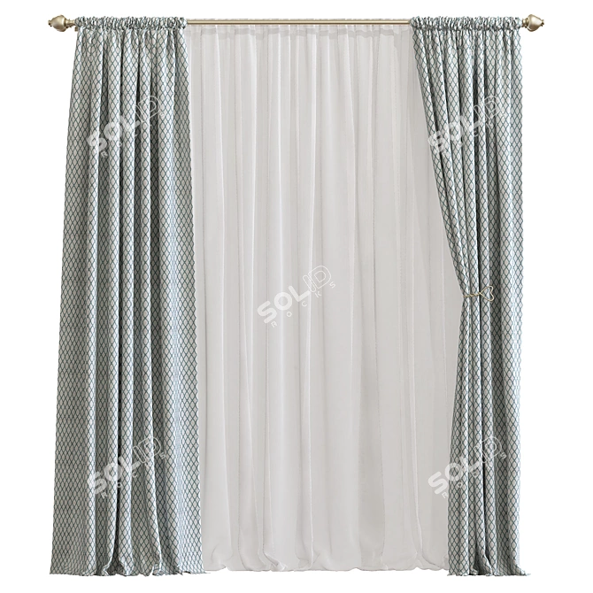 Elegant Drapery: Curtain 766 3D model image 1