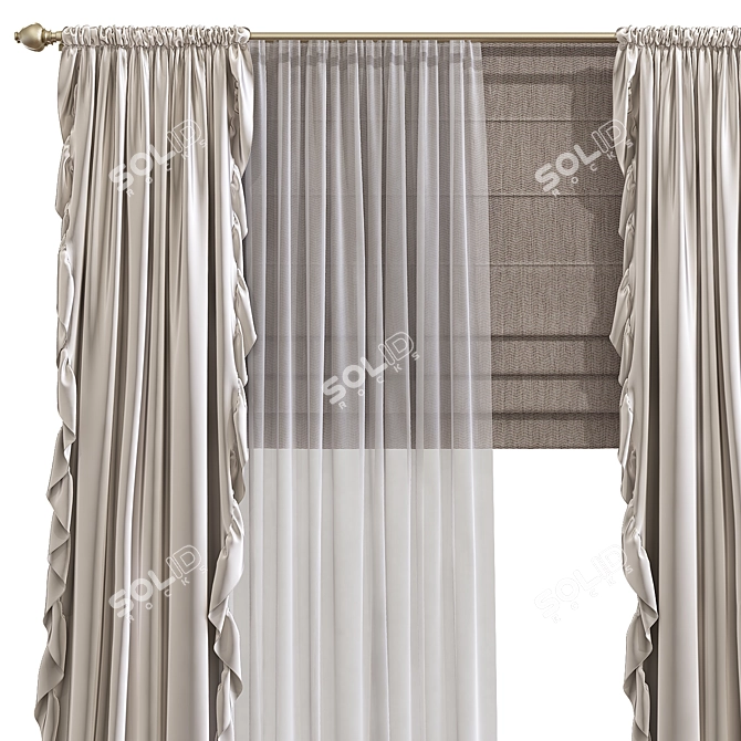 Versatile Curved Top Curtain 3D model image 2