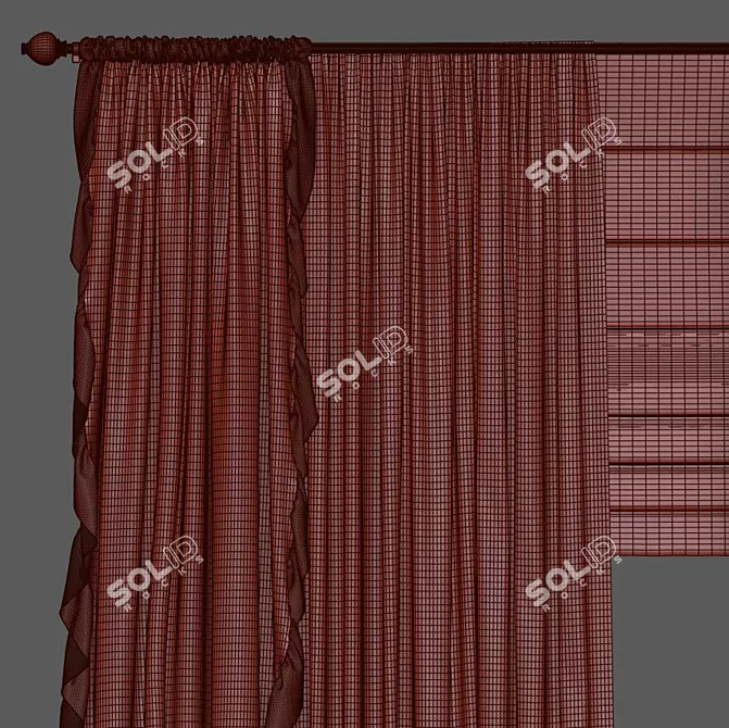 Versatile Curved Top Curtain 3D model image 3