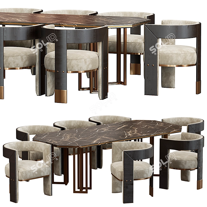 Brooklyn & Hancock Modern Dining Set 3D model image 1