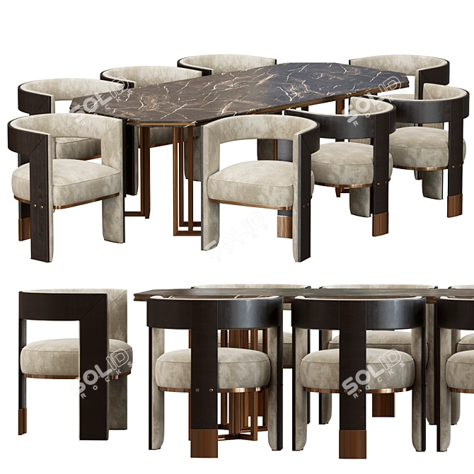 Brooklyn & Hancock Modern Dining Set 3D model image 2