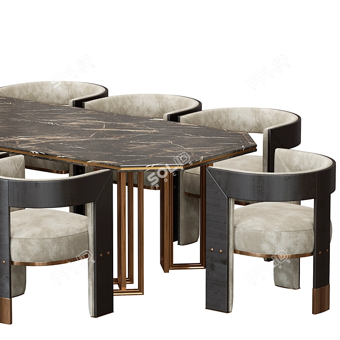 Brooklyn & Hancock Modern Dining Set 3D model image 4