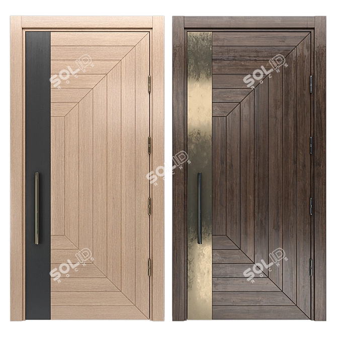 Modern Wood and Steel Door 3D model image 1