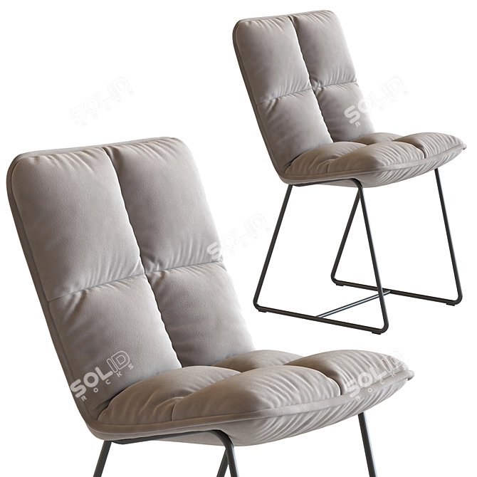 Cloud Grey Cotton Chair 3D model image 2