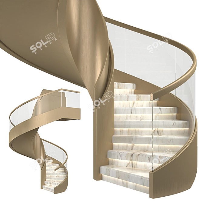 Title: Modern Metal Glass Spiral Staircase 3D model image 1