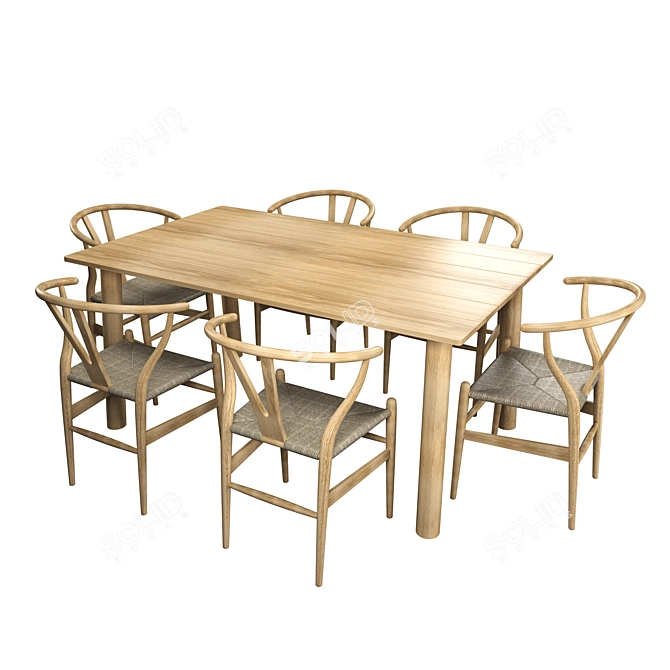 Sleek Modern Table with CH24 Chairs 3D model image 2