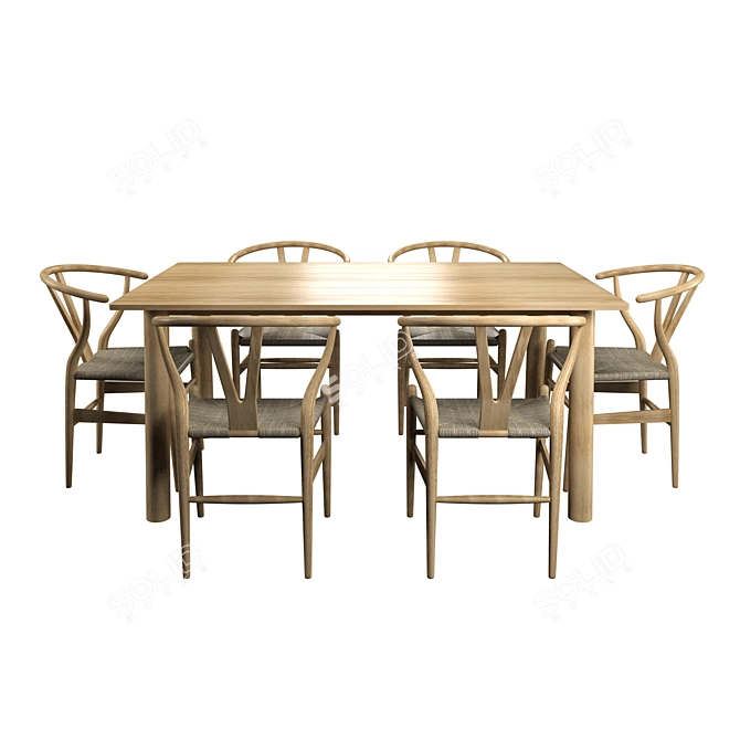 Sleek Modern Table with CH24 Chairs 3D model image 3