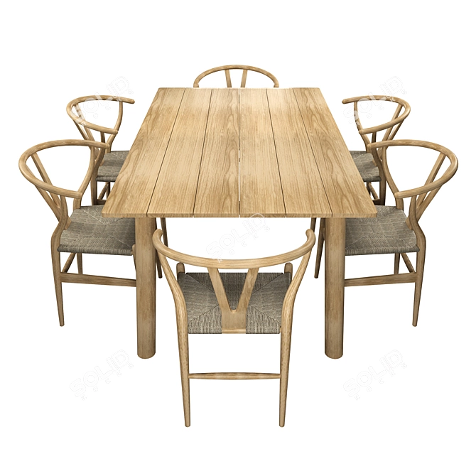 Sleek Modern Table with CH24 Chairs 3D model image 4