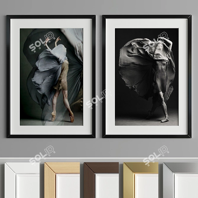 Modern Art Frame A67: Wood & Metal Mix, 50x70cm 3D model image 3