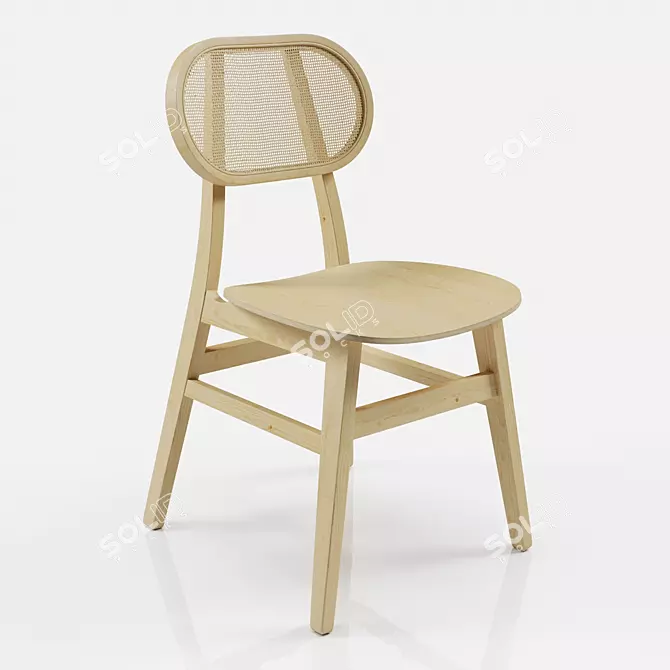 Cosmo Tanado: Elegant Beige Rattan Chair 3D model image 1