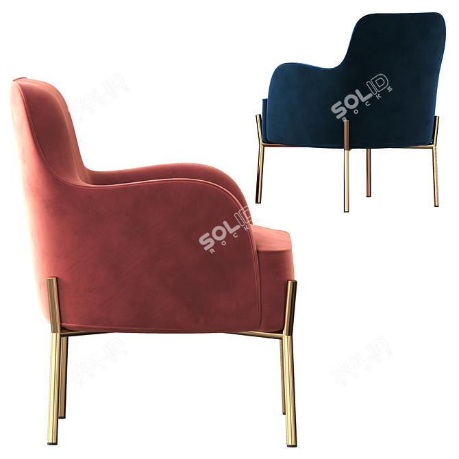 Elegant Golden Velvet Accent Chair 3D model image 4