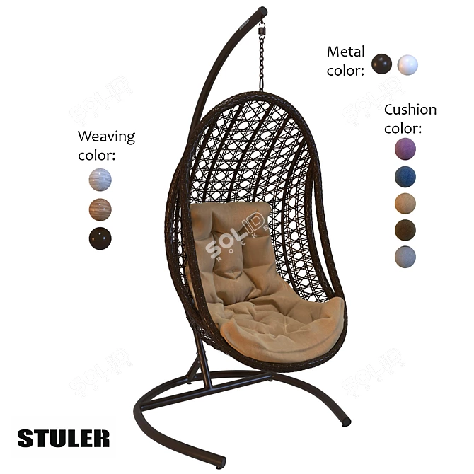 Stylish OM Hanging Chair - Balcony Diamonds 3D model image 1