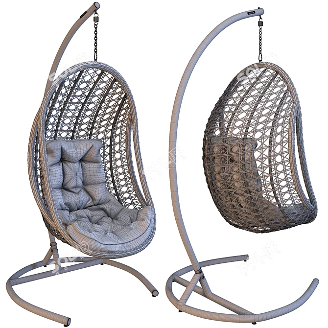 Stylish OM Hanging Chair - Balcony Diamonds 3D model image 4