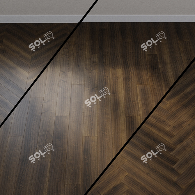 Unique Ter Hurne Oak Parquet - Aged Brown 3D model image 1