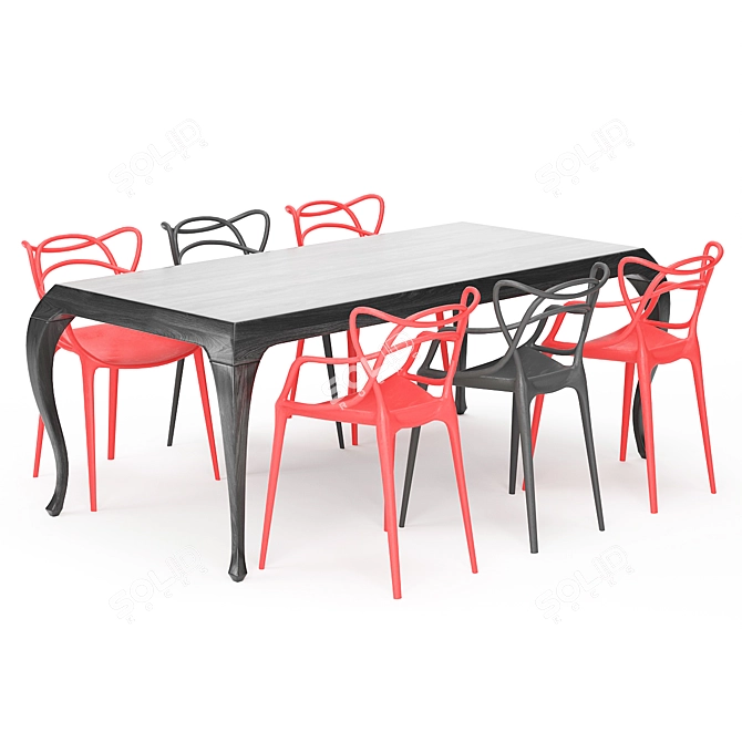 Sleek Modern Dining Set 3D model image 1
