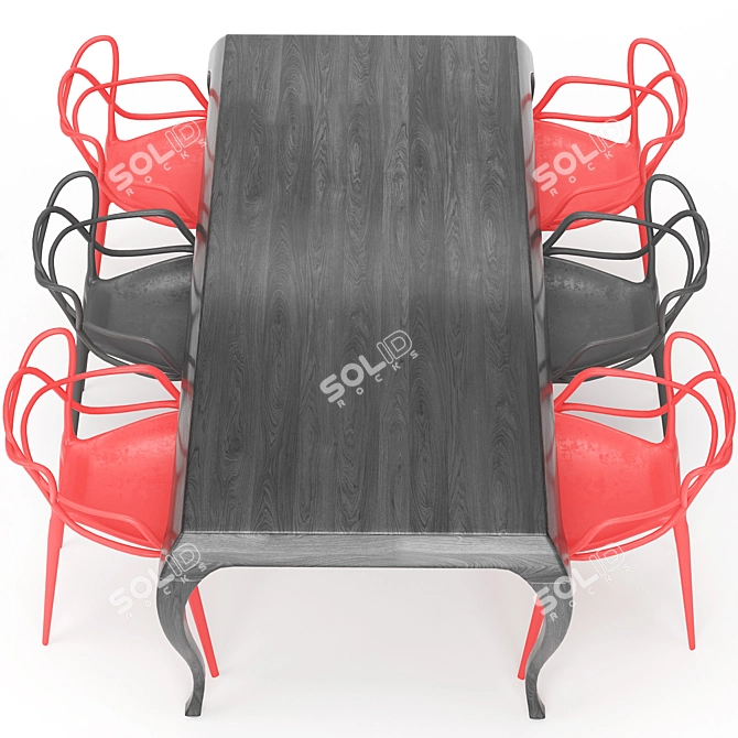 Sleek Modern Dining Set 3D model image 2