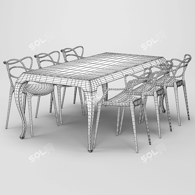 Sleek Modern Dining Set 3D model image 5