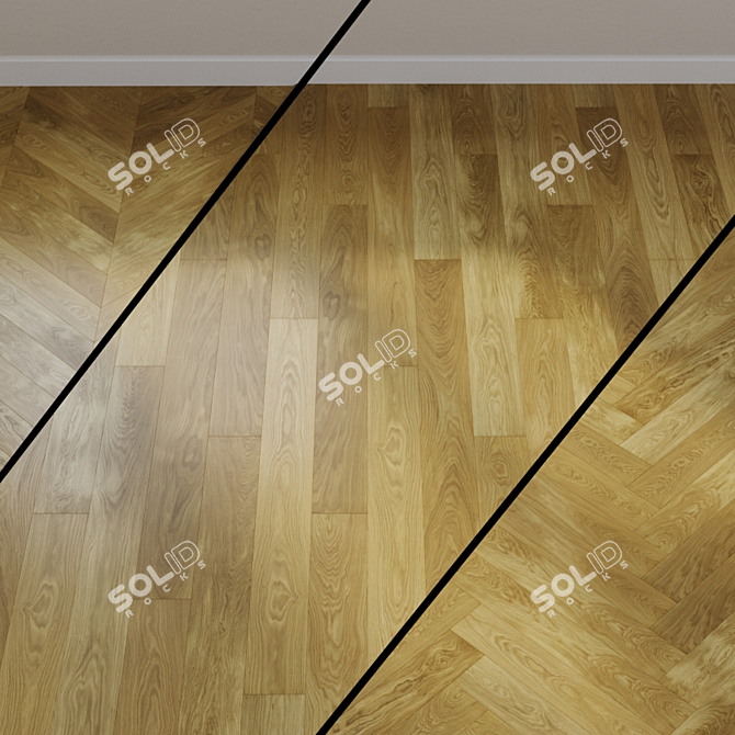 Natural Oak Parquet Flooring 3D model image 1