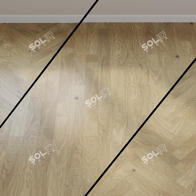 Light Beige Oak Parquet Board 3D model image 1