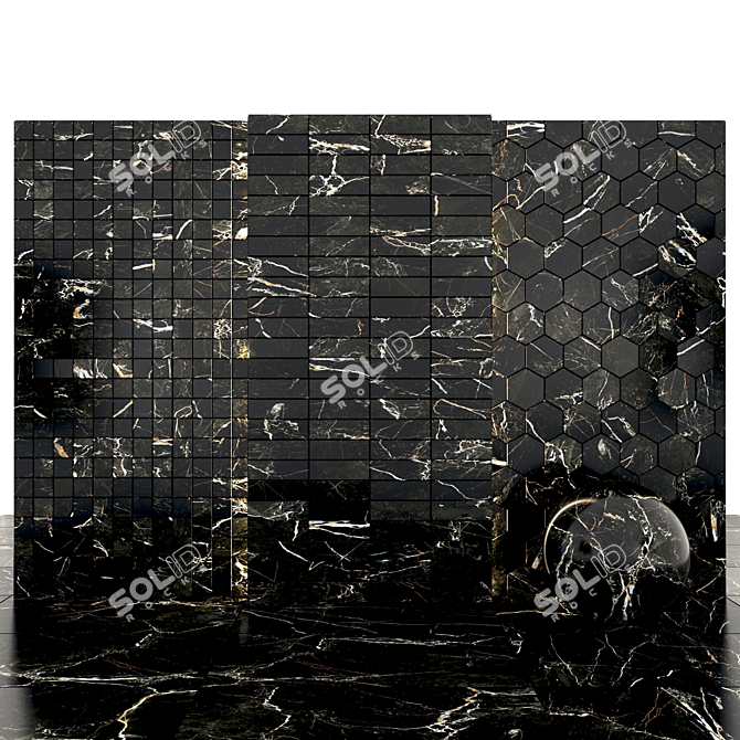 Elegant Streak Black Marble 3D model image 3