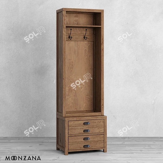 Moonzana Printmaker Oak Wardrobe 3D model image 1