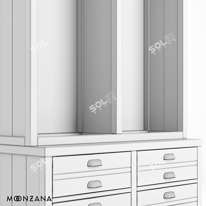 Printmaker Oak Wardrobe: Stylish Organizer with 2 Sections 3D model image 4