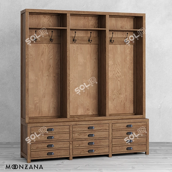 Printmaker Oak Wardrobe-hanger 3D model image 1