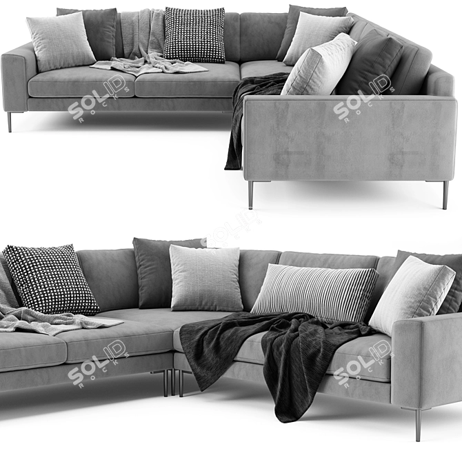 Modern West Elm Harper L-Shaped Sofa 3D model image 2