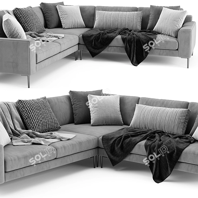 Modern West Elm Harper L-Shaped Sofa 3D model image 3