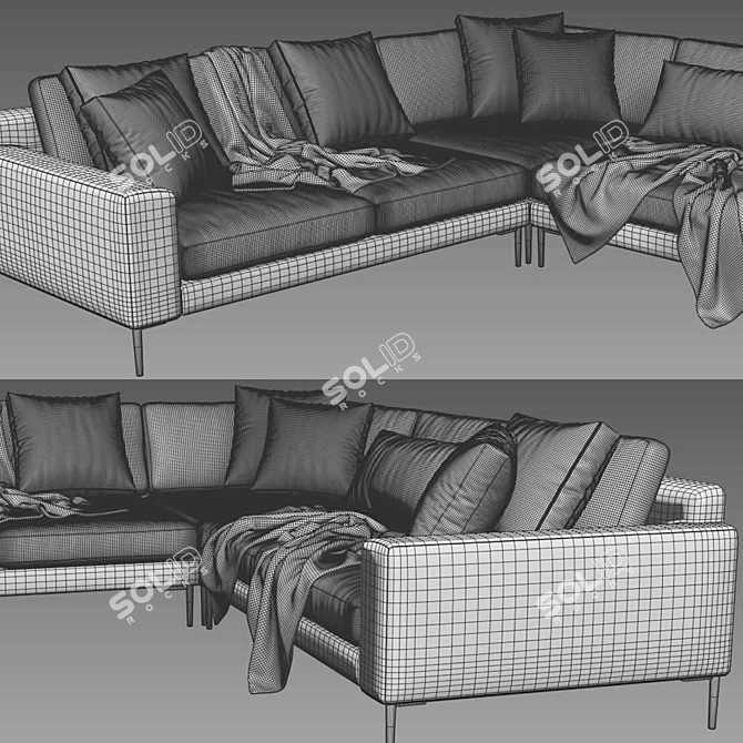 Modern West Elm Harper L-Shaped Sofa 3D model image 4