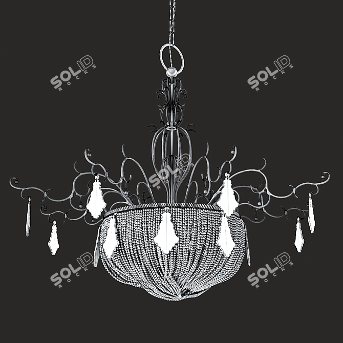 Elegant Nickel Chandelier with Acrylic and Crystal Pendants 3D model image 2