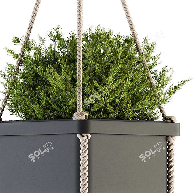  Rustic Hanging Pot with Rope - Perfect for Indoor Plants 3D model image 4