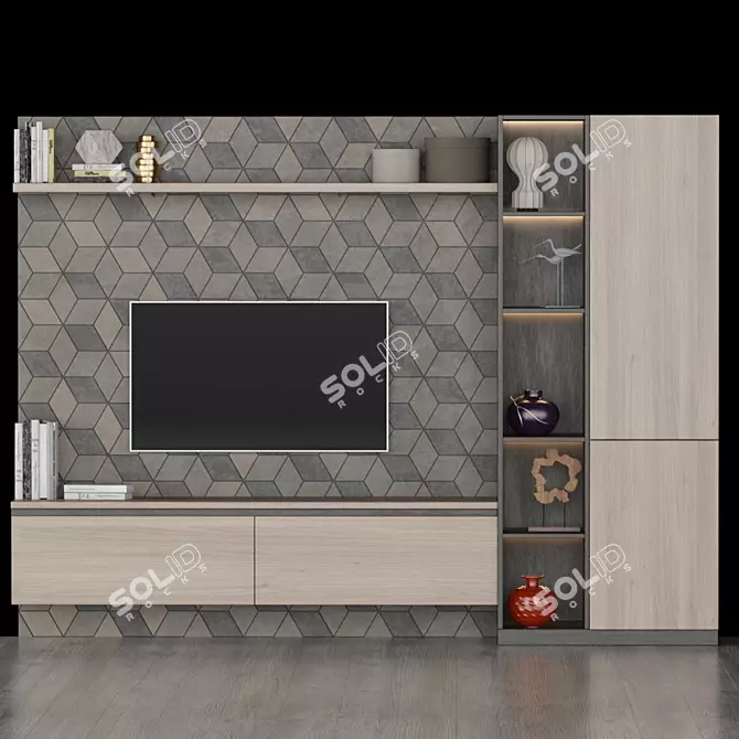 Stylish TV Stand 3000mm 3D model image 1