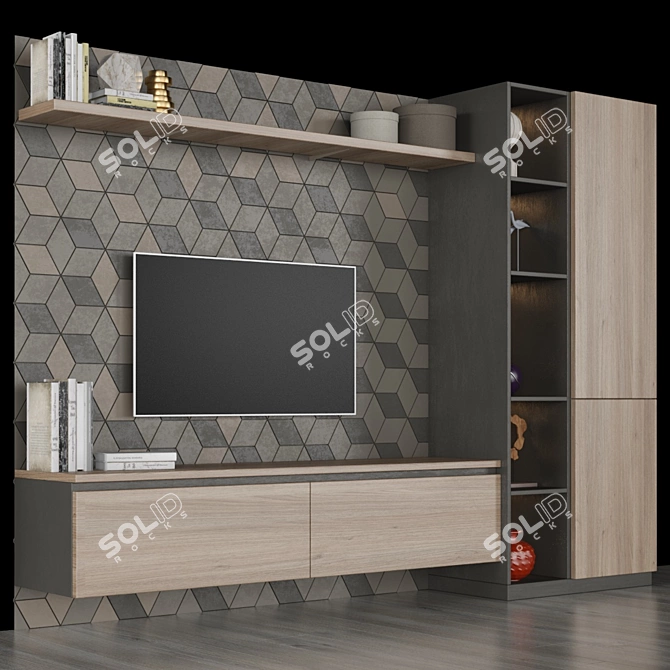 Stylish TV Stand 3000mm 3D model image 2