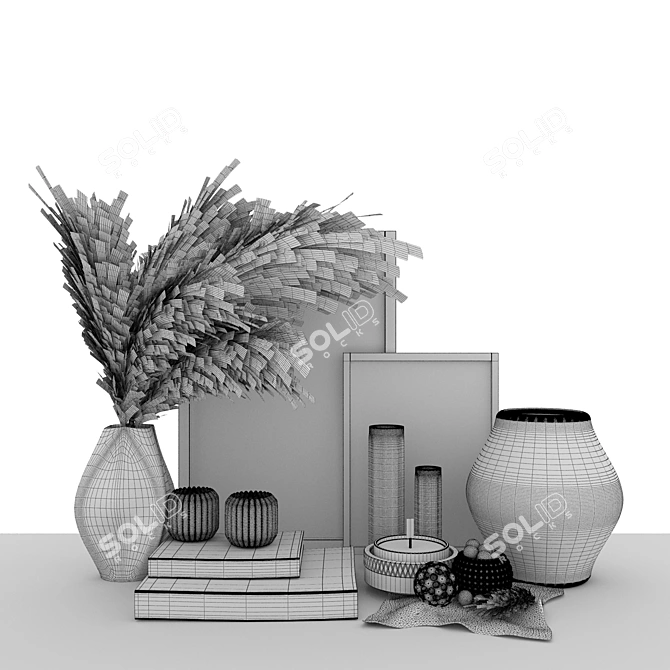 Elegant Black Grass Decor Set 3D model image 4