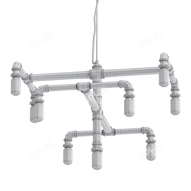 Industrial Pipe Chandelier 3D model image 2