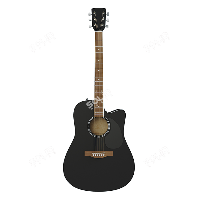 Six-String Acoustic Guitar 3D model image 1