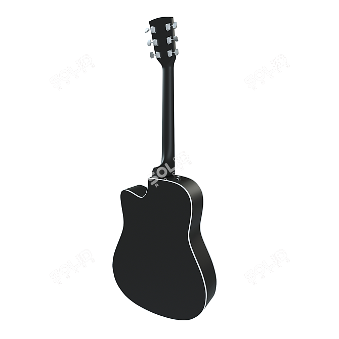 Six-String Acoustic Guitar 3D model image 3