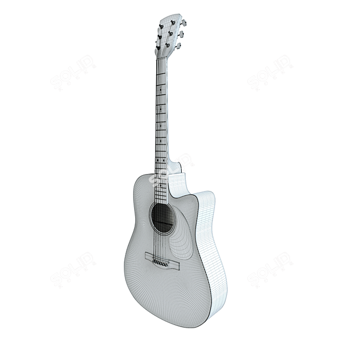 Six-String Acoustic Guitar 3D model image 5