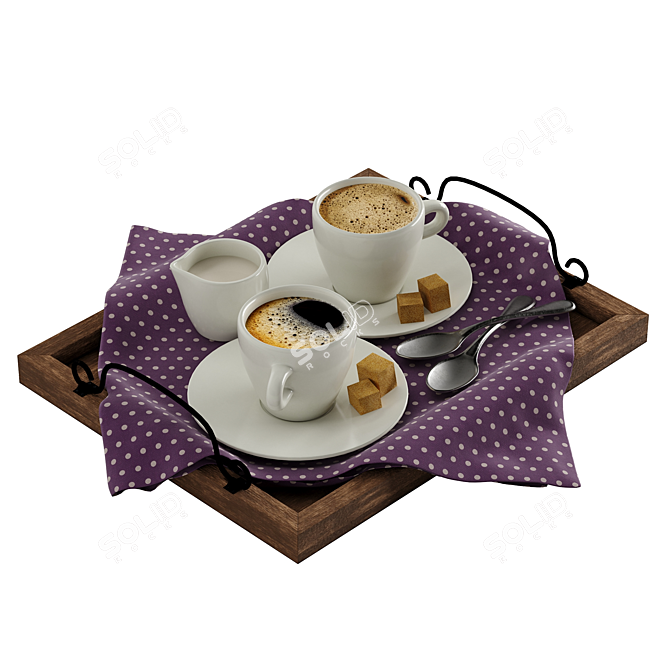 Elegant 3-Piece Coffee Cup Decor Set 3D model image 1