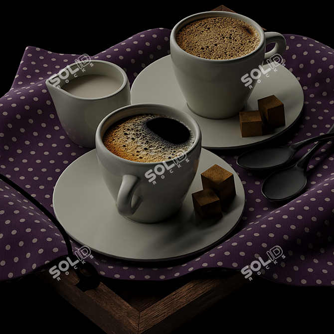 Elegant 3-Piece Coffee Cup Decor Set 3D model image 4