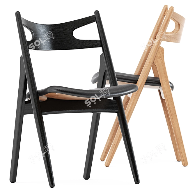 Sleek CH29P Sawbuck Chair 3D model image 2