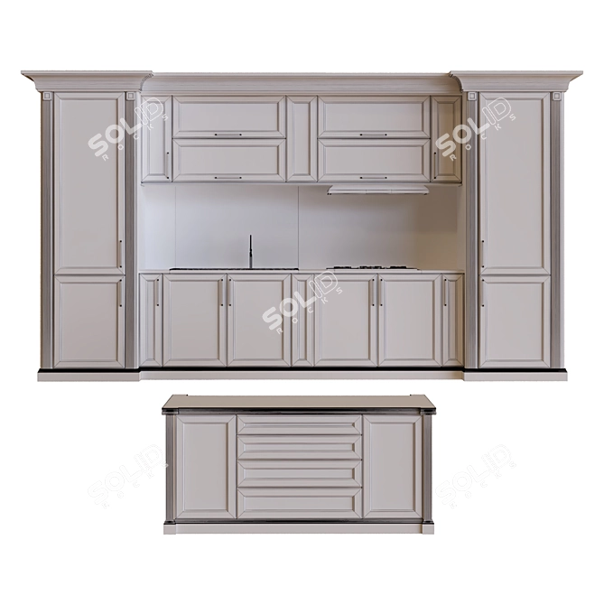 Sleek Kitchen Set 007 3D model image 5