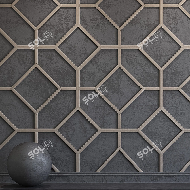 Granite Gray Decorative Plaster with Molding 3D model image 2