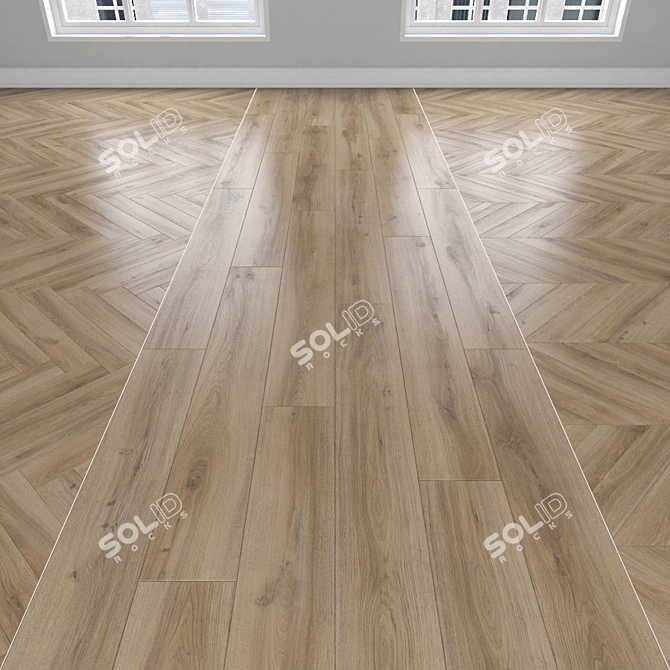 Parquet Oak Flooring: Herringbone, Linear & Chevron 3D model image 1