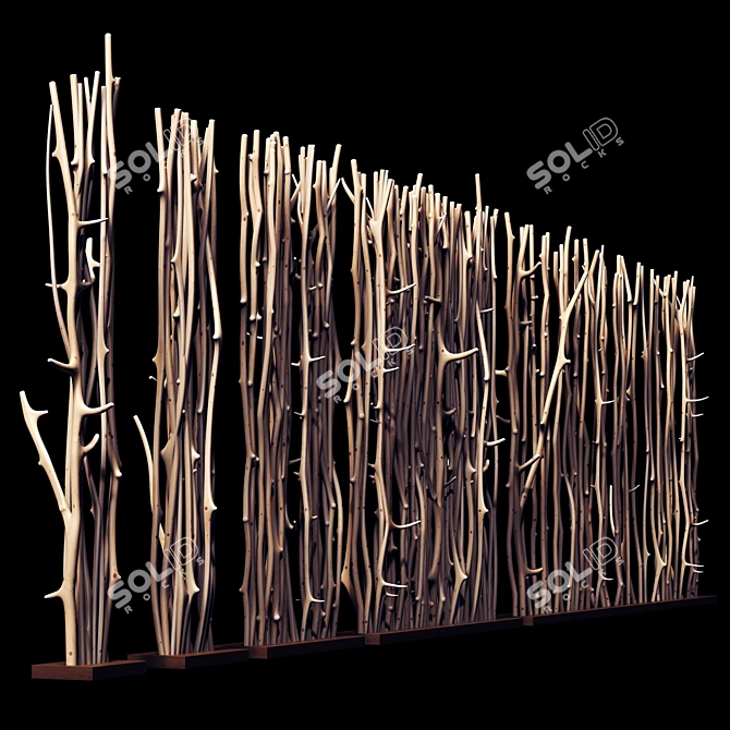 Nature-inspired Branch Screen for Decor 3D model image 2