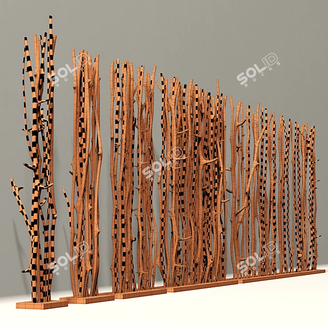 Nature-inspired Branch Screen for Decor 3D model image 5