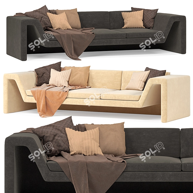 Modern Grey Sofa 3D model image 1